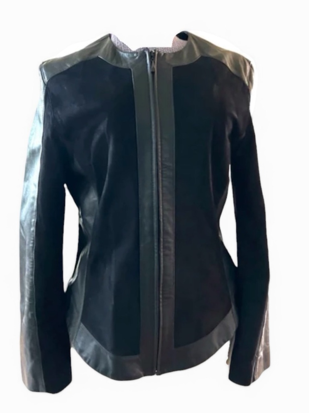 Dana Buchman Black Suede Jacket with Dark Genuine Leather Trim